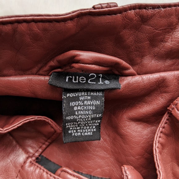 Rue21 Black & Wine Vegan Leather Cropped Jacket - Picture 9 of 11